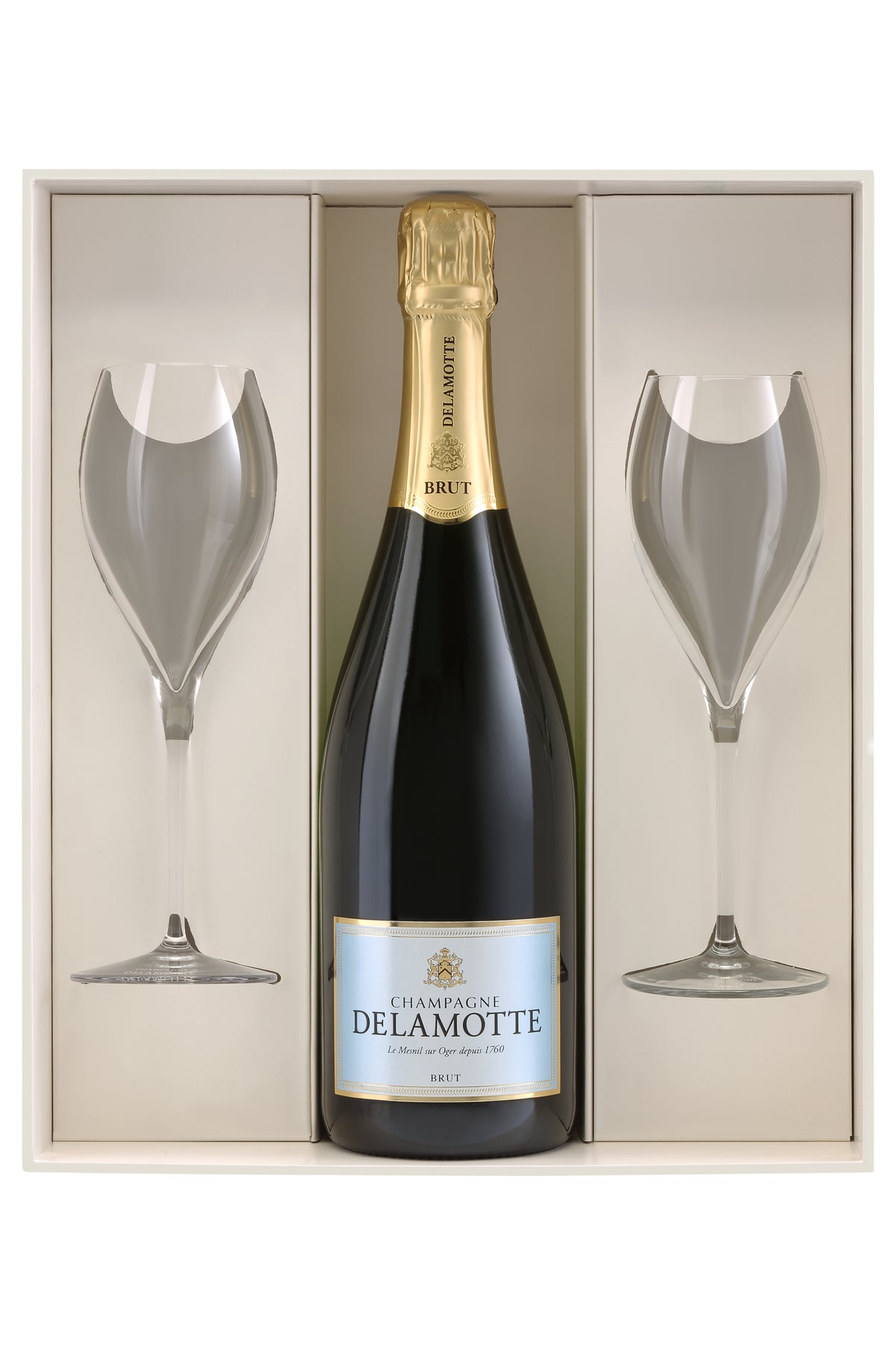 Delamotte Brut NV Gift Set (1 bottle + 2 glasses)